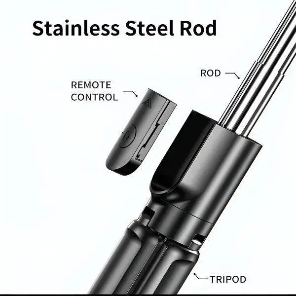 4 in 1 Selfie Stick Tripod with Light & Bluetooth Remote |Foldable & Extendable (70cm) Mobile Holder